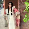 Thickened Warm Shawl Cloak Retro Plaid Hooded Large Fur Collar Coat Women's Clothing