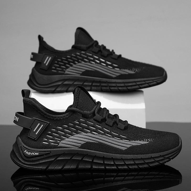 Breathable Soft-soled Fly-woven Mesh Shoes 2024 New Men's Shoes Running Casual Sports Shoes Trendy Versatile Dad Shoes
