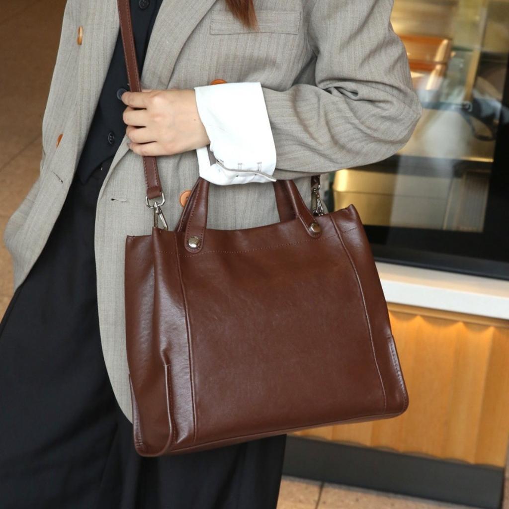 Французский модный тренд Сумка-тоут из натуральной кожи, Сумка через плечо, Сумка большой вместимости