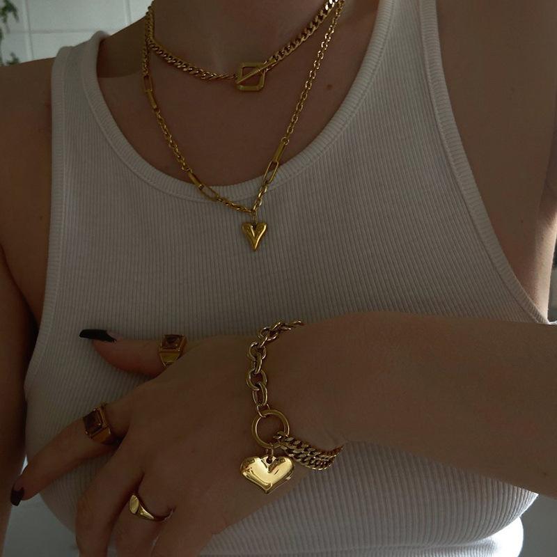 Любовное ожерелье женское нишевый дизайн чувство ins ключичная цепочка цепочка для свитера ожерелье из 18-каратного золота хип-хоп чокер
