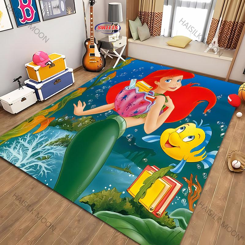 17 Styles Beautiful M-Mermaid Princess Print Carpet Rug for Bedroom Living Room Decor, Kids Play Non-Slip Decor All Seasons Mats