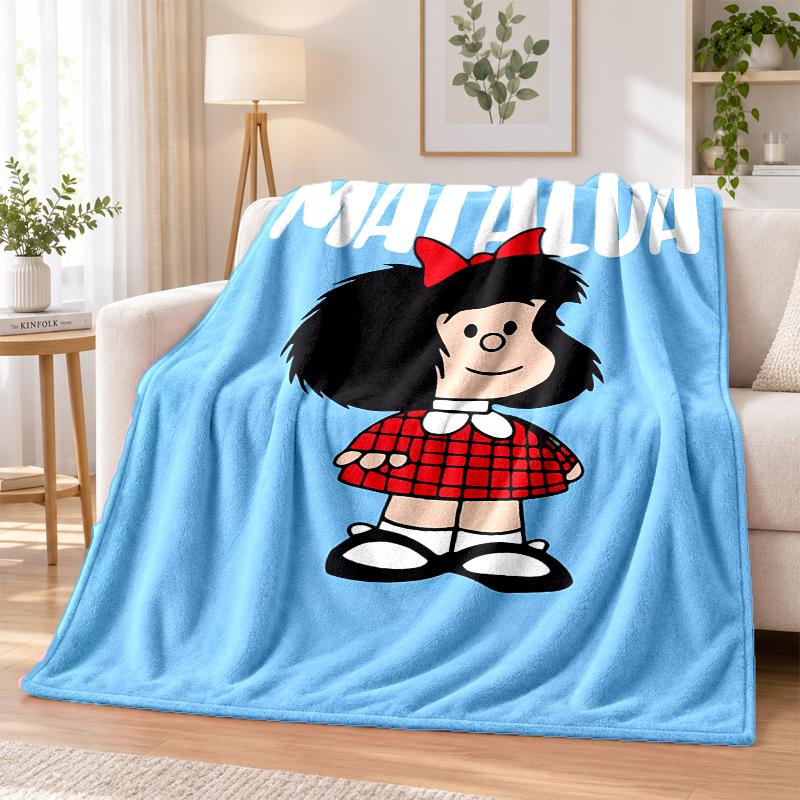 Mafalda Flannel Throw Blanket Soft Warm Cozy For Sofa Bed Indoor Home Bedroom Use