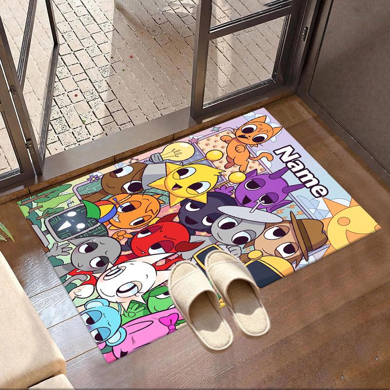 Custom Name Personalized Game Sprunki Print Carpet, Versatile Home Decor Rug, for Playroom, Apartment, Balcony, Entryway, Hallway Gift