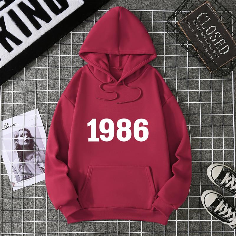 1986 Personality Street City Letter Print Tracksuit Women Novelty Fashion Hoodies Loose Fleece Hoody Casual Comfortable Clothes