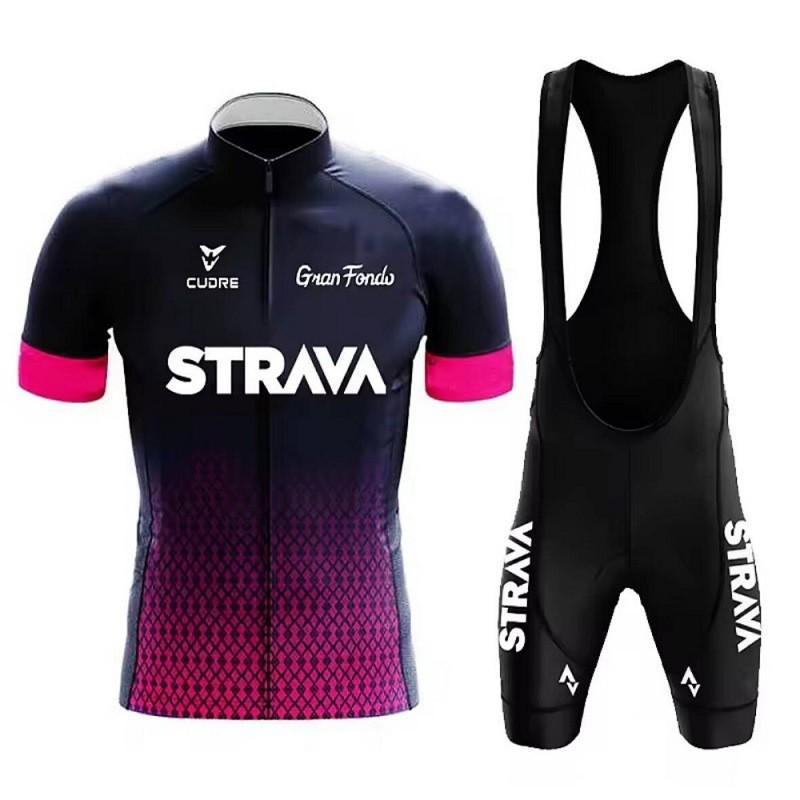 STRAVA Cycling Jersey Set Men Women Quick Dry Breathable Road Bike Riding Outfit