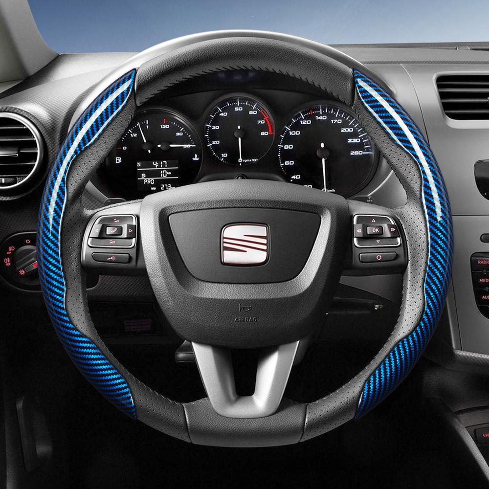 zkfan8 Suitable for Seat Carbon Fiber Texture Steering Wheel Cover with Segmented Quick-Release Design, Durable, for Models Such as Ibiza, Arona, Leon