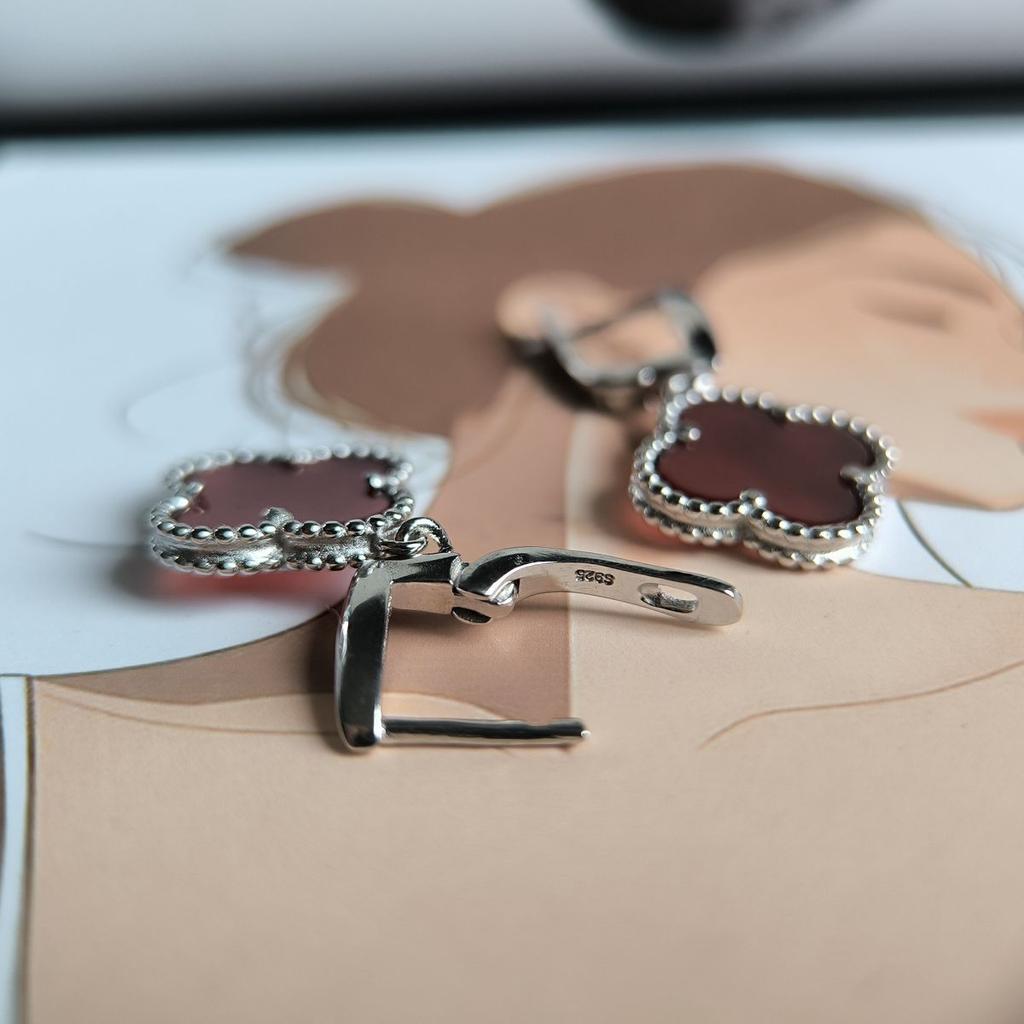 Серебряные серьги с натуральным агатом (60002367)