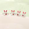 Cute Heart Rabbit Ear Clips Without Ear Piercings, Sweet Girl Heart Exquisite Small Pink Love Rabbit Stud Earrings