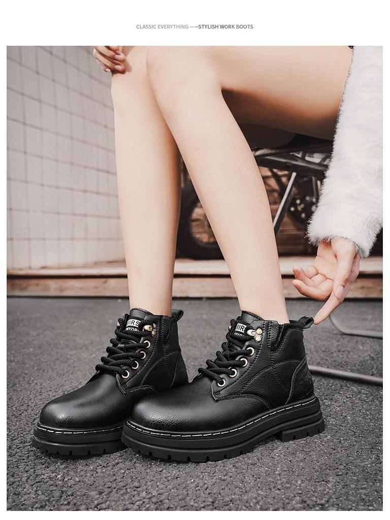 Мужские ботинки Мартин до середины икры из натуральной кожи - Британский стиль, Модная повседневная рабочая одежда, Теплая осенне-зимняя мода.