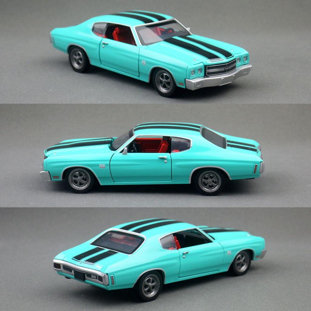 AABHC1 1/24 Chevrolet Chevelle 454 1970 Vintage Toy Car Model Diecast Metal Rally Miniature Sound & Light Gift For Kid Boy Collection