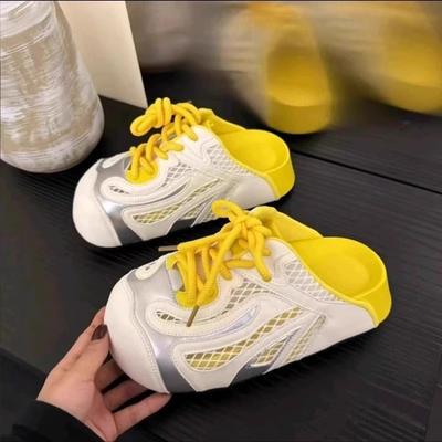 Толстоподошвенные однопедальные сумки-головки полушлепанцы женские летние новые уличные туфли сетчатые дышащие