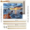 Mountain and River Scenery DIY Painting By Numbers Landscape Modern Wall Art Picture Oil Painting For Decaration 40x50cm With DIY Frame