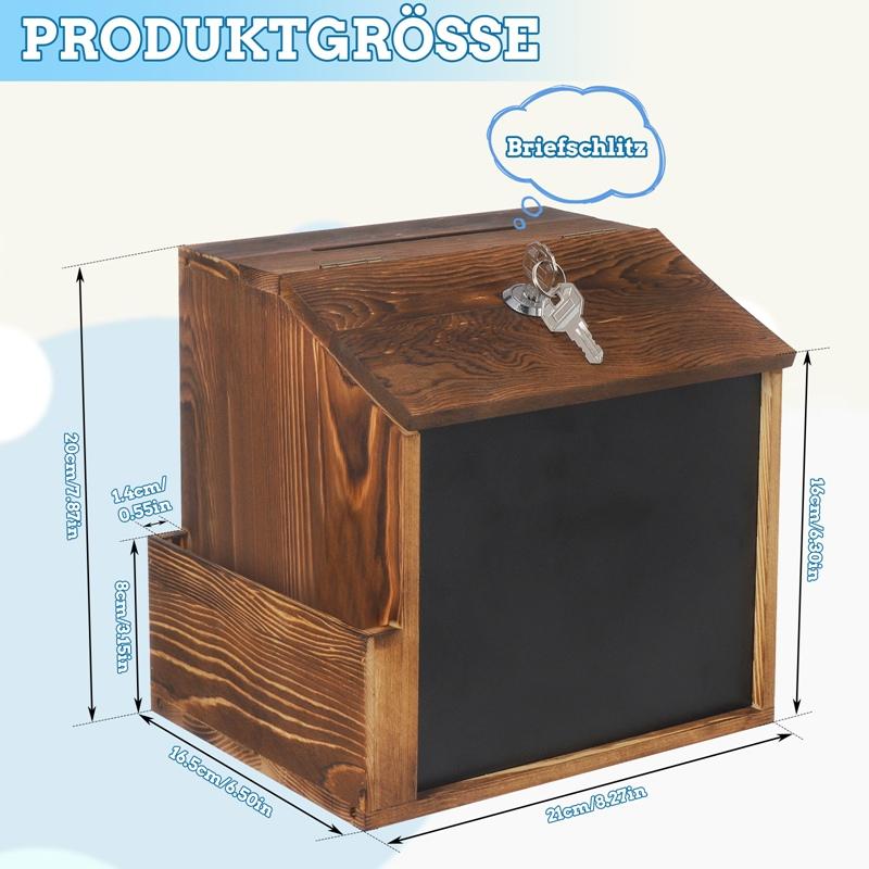 Деревянный ящик для предложений, запираемая настенная урна для голосования с карманом, ящик для пожертвований, многоцелевой ящик для пожертвований