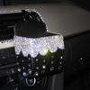 Bling Crystal Rhinestone Car Air Vent Pocket Bag Storage Box Organizer Universal Leather Car Mobile Phone Glasses Holder