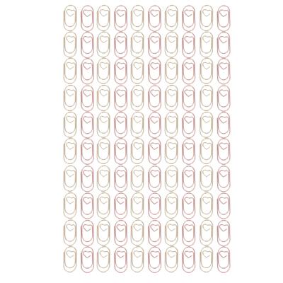 50 шт. розово-золотых и 50 шт. золотых мини-скрепок. Милые сердечки. Портативные металлические офисные зажимы для бумаги для документов