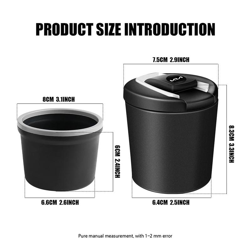 Car LED Ashtray Garbage Coin Storage Cup Interior Accessories For KIA Soul Cadenza K5 K9 Proceed Niro Sportage EV3 Carnival WS5