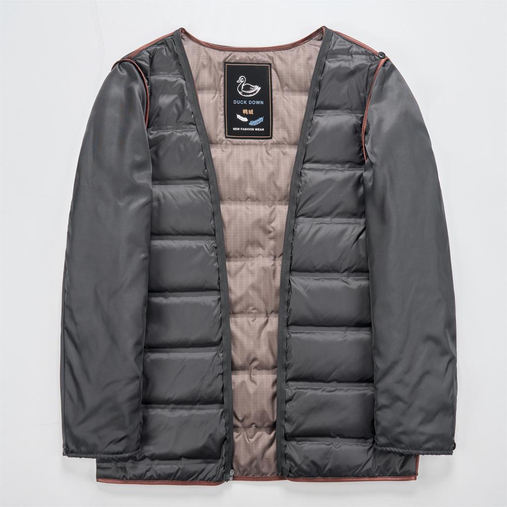 Двустороннее шерстяное пальто мужское со съемной пуховой подкладкой для людей среднего и пожилого возраста шерстяное пальто-папа с воротником-стойкой и меховым воротником