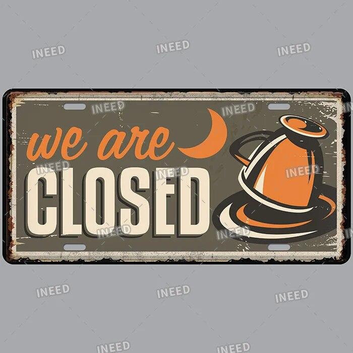 Metal Tin Signs Coffee License Plate Vintage Metal Plaques Retro Tin Plate for Cafe Kitchen Home Living Room Door Wall Art Decor