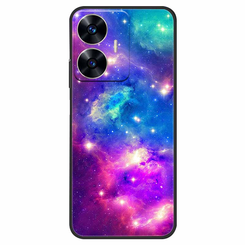 Чехол для телефона Realme C55 Черный Силиконовый Fundas Для Realme C55 RMX3710 ТПУ Мягкая Задняя Панель Coque Звезда Нарисована на RealmeC55 C 55