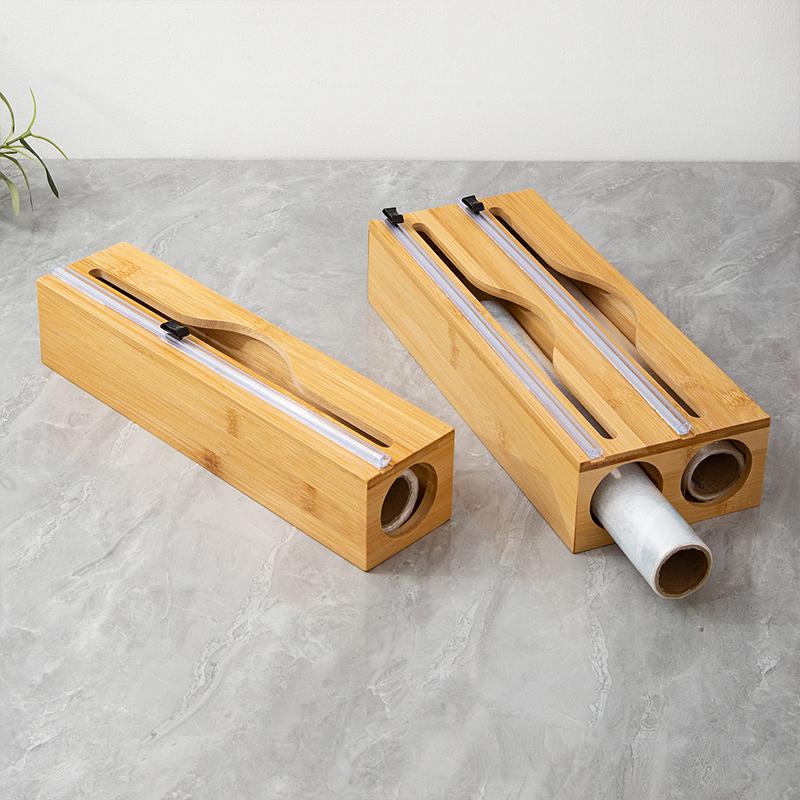 1 шт. Бамбуковая кухонная термопленка Daliy 2-в-1 Органайзер для упаковки Ресторан Алюминиевая фольга Резак Дом 1 Диспенсер для резки