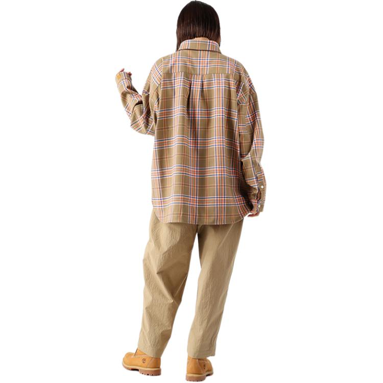 Timberland SS24 Tokyo Design Collective Удобная простая свободная рубашка с длинным рукавом унисекс-рубашки цвета хаки A64FBA97