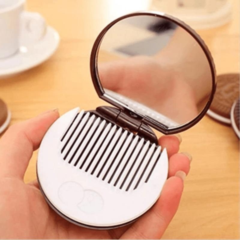 Креативное зеркало для макияжа с шоколадной крошкой и печеньем, переносное зеркало для туалета, складное круглое зеркало для ванной комнаты