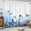 2pcs Romantic Butterflies Pattern Curtain Rod Pocket Semi Blackout Window Curtains For Living Room Window Drapes Bedroom Room
