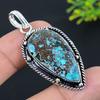 Tibetan Turquoise Gemstone 925 Sterling Silver Jewelry Pendant 2.29" l8T07