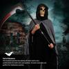 Halloween Grim Reaper Costume Black Hooded Cloak with Skull Masque Vintage Medieval Cape for Adult Cosplay Props
