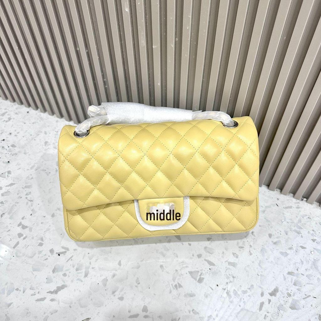 Fang Pangzi CF Caviar Style Diamond Shoulder Messenger Bag - Genuine Leather Women's Niche Design