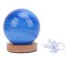 Прикроватная тумбочка с деревянным основанием, синий стеклянный абажур, шар, маленькая настольная лампа, 3 цветовых температуры