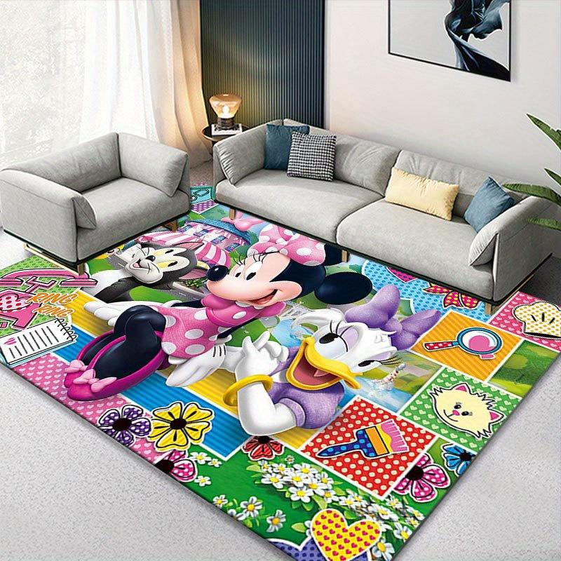 1 шт. Ковер с рисунком Микки Мауса и Минни от Disney, Ковер для зоны, Нескользящий ковер, Ручная стирка, Коврик для пола, Подходит для гостиной, спальни, домашнего декора