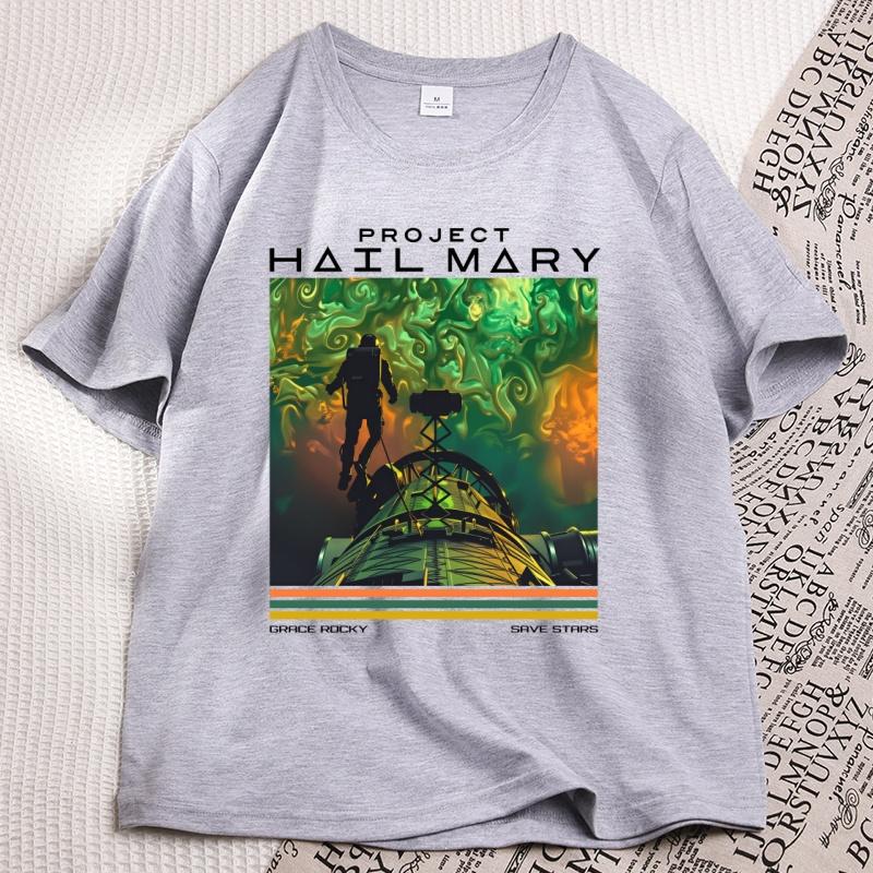Project Hail Mary Space T-shirt Men Women Grace Rocky Save Stars Tshirt Sci-Fi Book Lover Tee Cotton Short Sleeve Clothes Tops