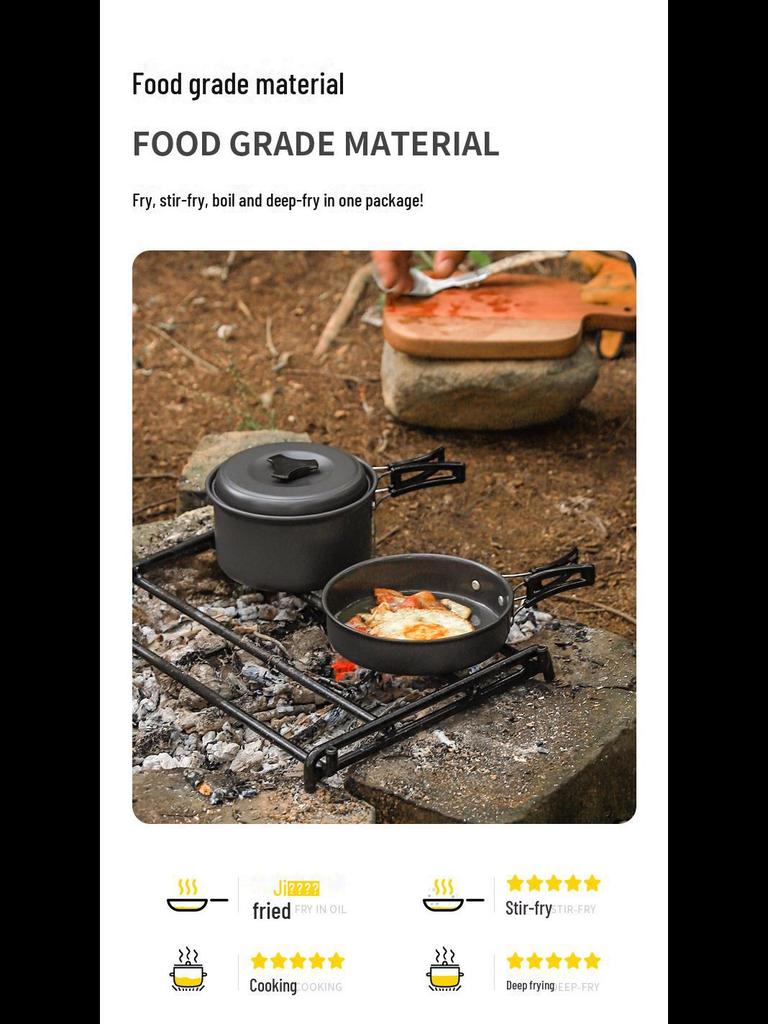 DS-200 Portable Camping Stove Set: Non-Stick Pan for 1-2 Persons