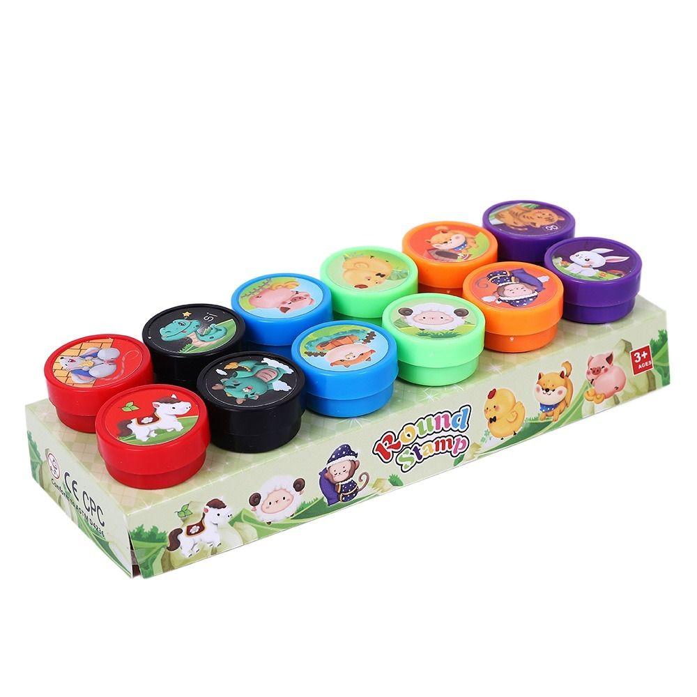 10/12/26Pcs Cartoon Children's Self-stamp Set for Children Treasure Box Prize Birthday Party Gift