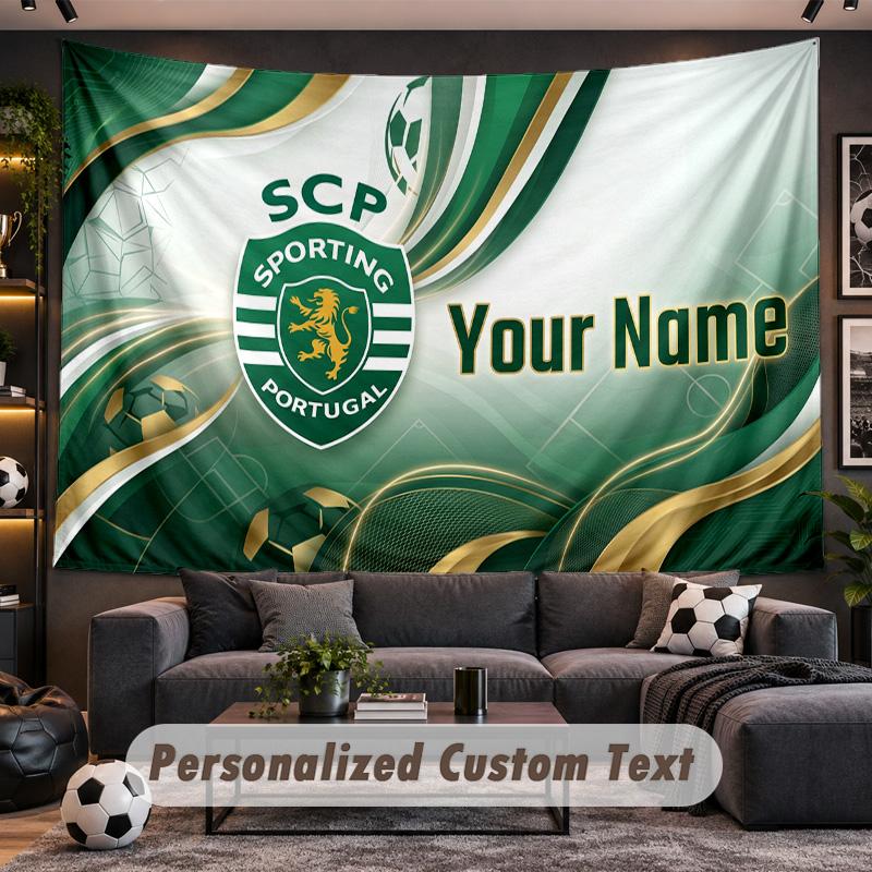 Персонализированный гобелен Sporting CP Поддержка Индивидуальное Имя, Настенное Искусство Домашний Декор