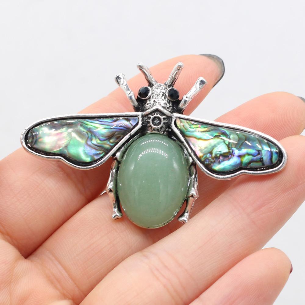 1Pc Reiki Healing Crystal Pendant, Natural Stone Insect Shape Charms for DIY Necklace Hanging Decoration Accessories, Jewelry Making Halloween Crafts