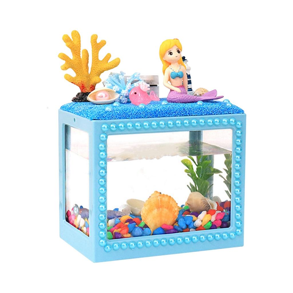 DIY Aquarium for Kids Handmade Toy Small Fish Tank Desktop Decoration Micro Blocks Ornament Christmas & Birthday Gift