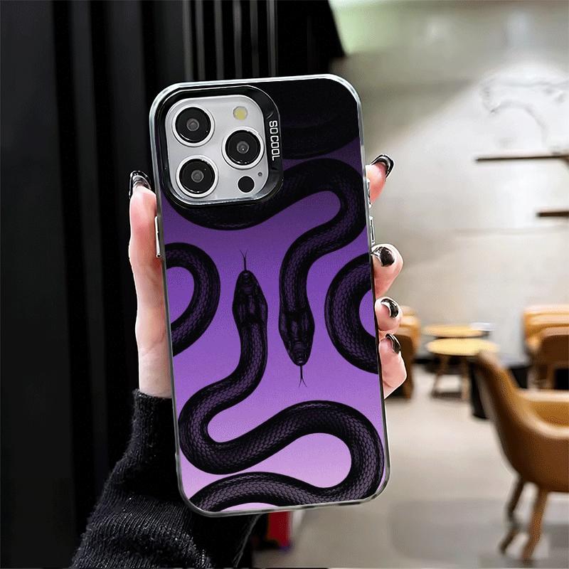 Черная змея Рисунок Ударопрочный Чехол для Телефона для iPhone 17 Air 16 16E 15 Pro Max 14 Plus 13 Mini 12 Задняя Крышка Противоударный Fundas