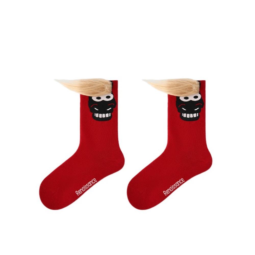 Cotton New Year Socks Winter Autumn Zodiac Year Socks Cute Year of The Horse Socks Gift