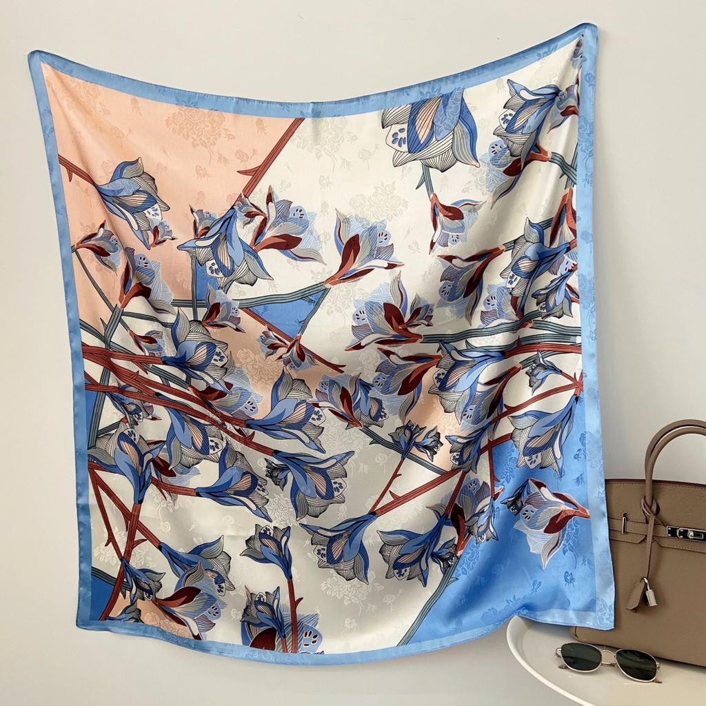 90 см квадратный большой квадратный шарф Four Seasons, роскошная декоративная рубашка, профессиональный платок, повязка на голову, солнцезащитный платок