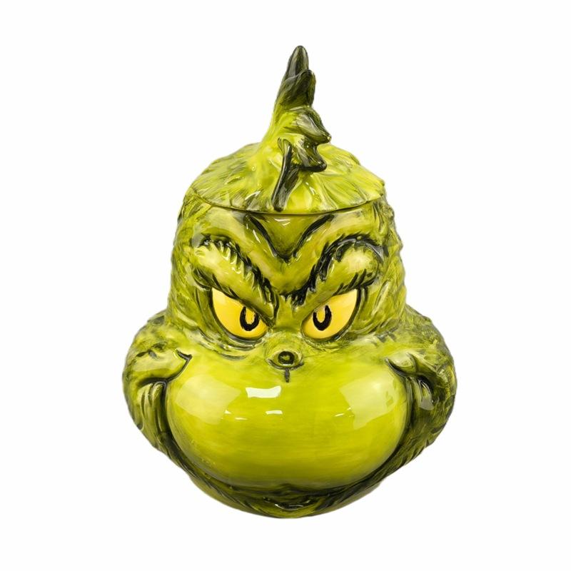 Christmas High-Value Turtle Ceramic Green-Haired Grinch Mask Candy Jar Weird Weird Storage Jar