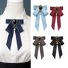 Female Ribbon Bow Tie Brooch Rhinestone Pearl Pendant Brooches For Women Bowkont Collar Pin Clothing Decoration Pins Accessories