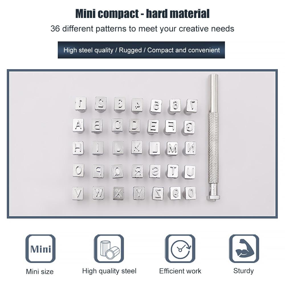 36pcs Leather Stamp Tool Set - Steel Alphabet Number Stamps for Leather Crafts and Metal Printing