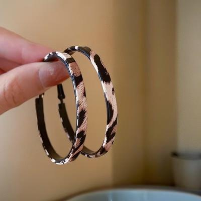 Большие круглые серьги-кольца с леопардовым принтом для женщин, преувеличенный темперамент личности, простые круглые украшения для ушей Brincos