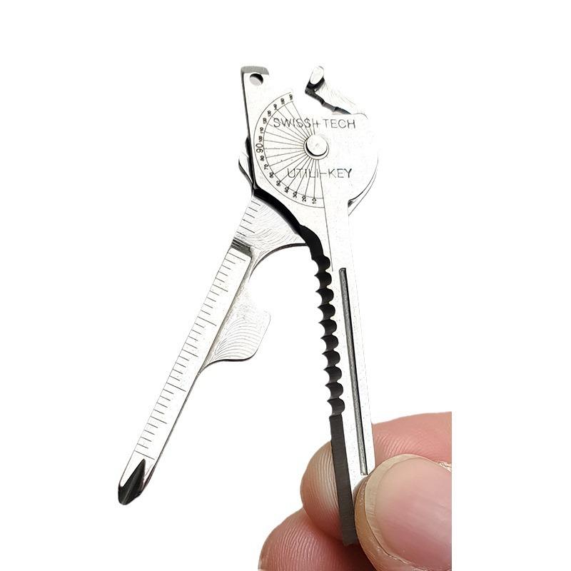 KeyChain Multi Tool 8 In 1 Stainless Steel Utili-Key Key Ring Chain Pendant Pocket Cutter Mini Knife Unboxing Knife Screwdriver