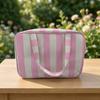 Large Capacity Striped Toiletry Storage Bag Collapsible Cosmetic Pouch Travel Makeup Bag  Gym