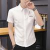Summer Men's Short-sleeved Shirt Trend Fashion Embroidery Shirt Slim Work Men's Professional Inch Shirt