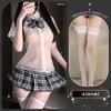 Сексуальное нижнее белье Сексуальная школьная форма костюм для соблазнения Прозрачная рубашка клетчатая юбка плиссированная женская