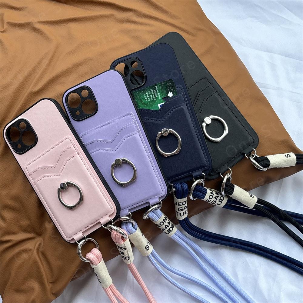 Шнурок-ожерелье Crossbody Чехол-кошелек из кожи для Samsung Galaxy A06 A16 A26 A36 A56 A05S A15 A25 A35 A55 Слоты для карт Чехол с кольцом